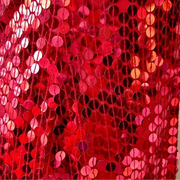 Vintage Niteline Della Roufogali Red Sequin Beaded Gown Maxi Dress Size 12 - Picture 9 of 12